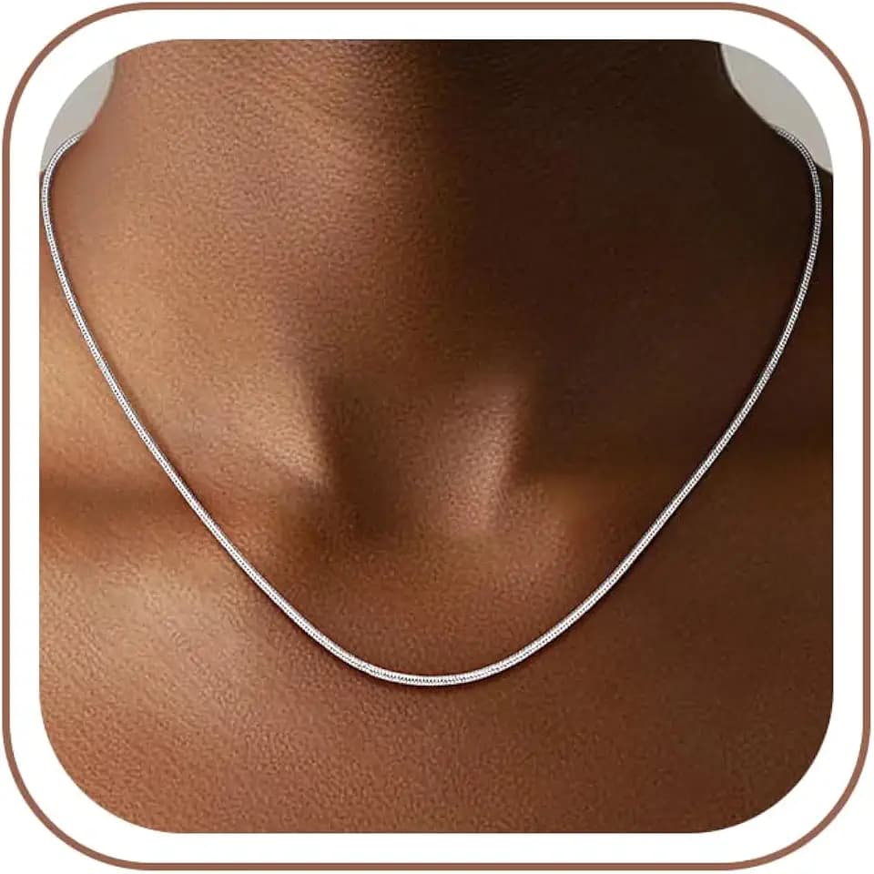 Sterling Silver Chain for Women, 1.1mm Round Snake Chain
