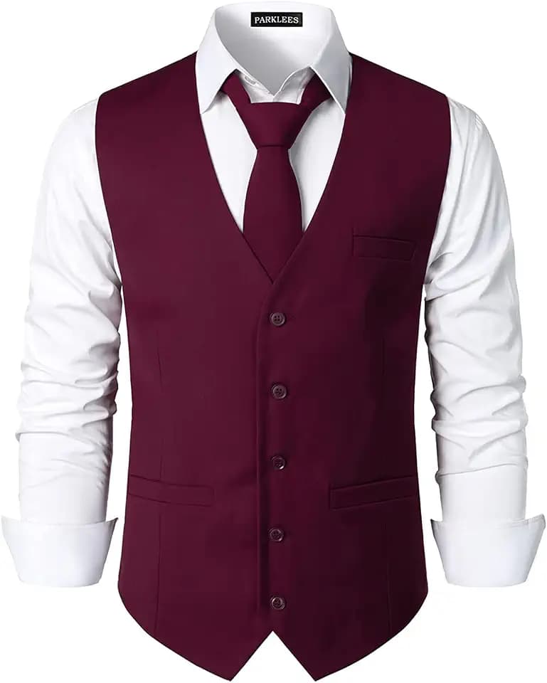 PARKLEES Herren Hipster Urban Design Business formelle Weste Slim Fit Anzug Smoking Kleid Weste