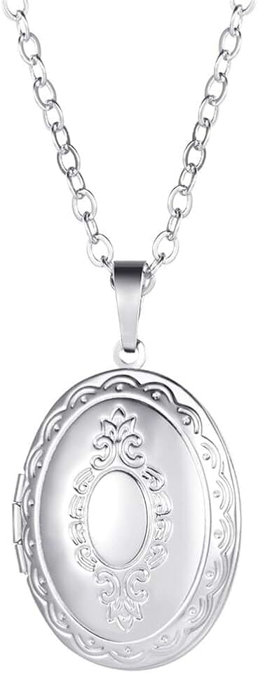 U7 Halskette für Damen Medaillons zum Öffnen für Bilder Foto Kette mit Oval/Runde Anhänger Amulett Erinnerung Kettenanhänger Charm Souvenir Personalisiert Schmuck für Mutter Ehefrau Freundin