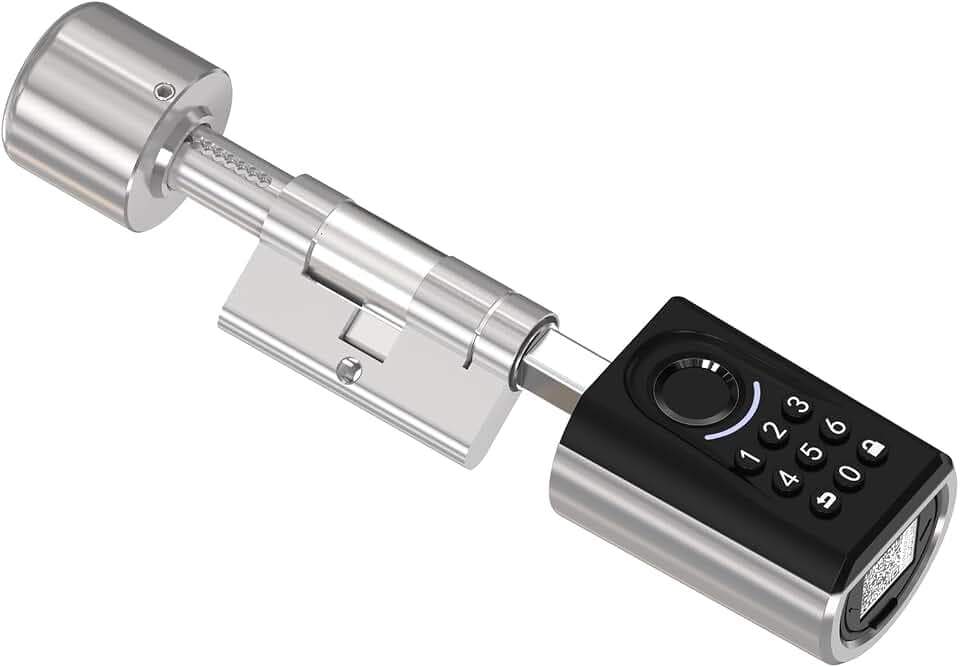 RUILON Biometrisches Türschloss – IP65 Code- und Fingerabdruckschloss mit 3 RFID-Karten, geeignet für Türen mit einer Dicke von 30 bis 70 mm
