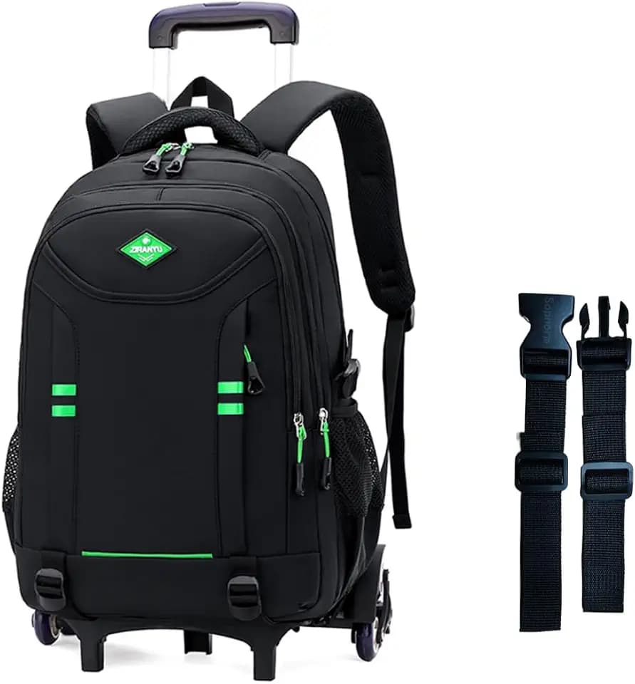 Rolling Backpack for Boys Elementary School Bag with Wheels Travel Trolley Bag 2 wheels and 6 wheels
