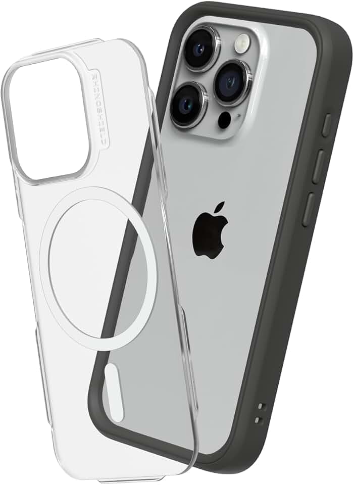 RhinoShield Modulares Case kompatibel mit MagSafe für [iPhone 15 Pro Max] | Mod NX - Überragender Magnet, Individuell anpassbare, strapazierfähige Schutzhülle 3.5M / 11ft Fallschutz - Graphite