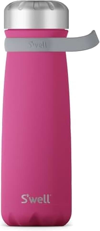S'well Stainless Steel Traveler With Handle, 24oz, Azalea Pink, Triple Layered Vacuum Insulated Containers Keeps Drinks Cold for 40 Hours and Hot for 16, BPA Free, Easy Carrying On the Go
