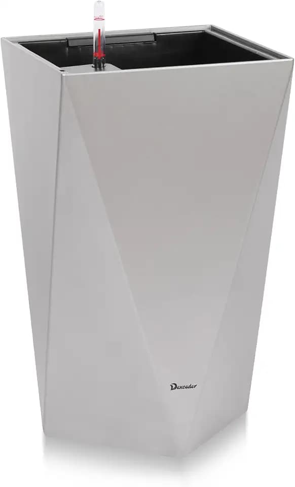 Dexceder 20 Inches Self Watering Tall Planter (Gray)