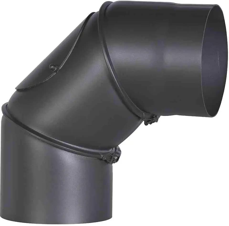 FIREFIX R150/B Ofenrohrbogen aus 2 mm starken Stahl (Rauchrohr) in 150 mm Durchmesser, für Kaminöfen und Feuerstellen, Senotherm, schwarz, 0-90 Grad verstellbar, mit Reinigungstür