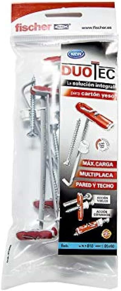 fischer Dübel kompatibel mit Gipskartonplatten DuoTec, Schrauben und TV-Halterung, 10 mm, Beutel 6 Dübel + 6 Schrauben