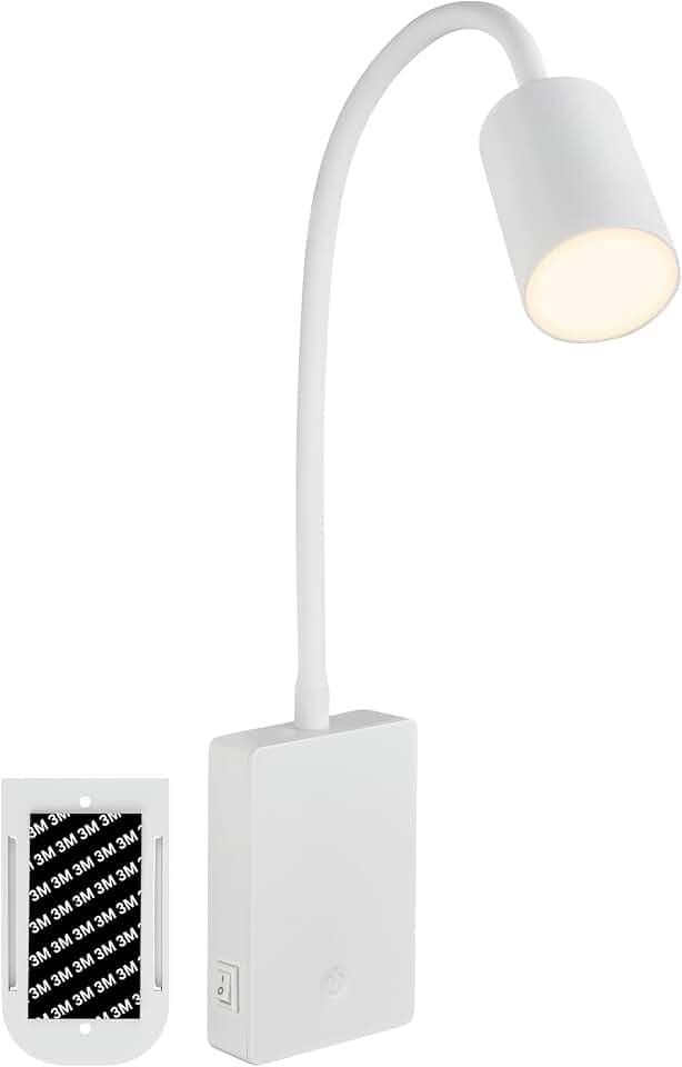 BRILONER - LED Leselampe, Akku, Touch, Dimmbar, Halterung zum Kleben, Weiß