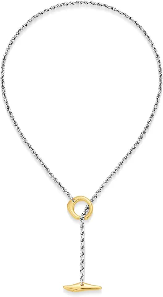 Two Tone Necklace for Women Silver and Gold Minimalist Statement Necklace OT Clasp Dainty Two-tone Jewelry Gift for Her