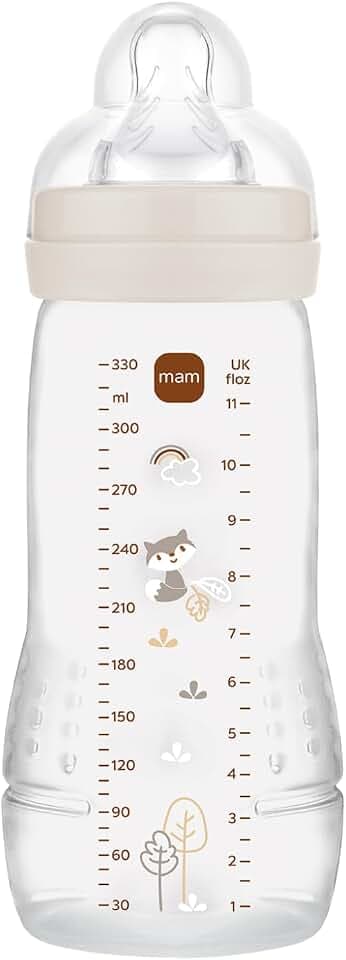 MAM Easy Active 6 Monate und älter, Farbe Sand (330 ml), mit Silikonsauger, ultraschneller X-Geschwindigkeit, mit luftdichtem Verschluss