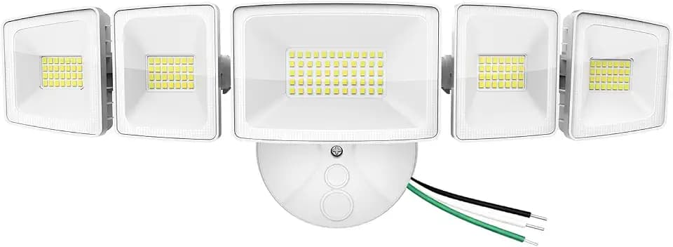120W Outdoor LED Flood Light, 5 Heads Exterior Security Lights, 6500K Super Bright Floodlight Fixture Waterproof IP65, Outside Flood Lights for House, Backyard White