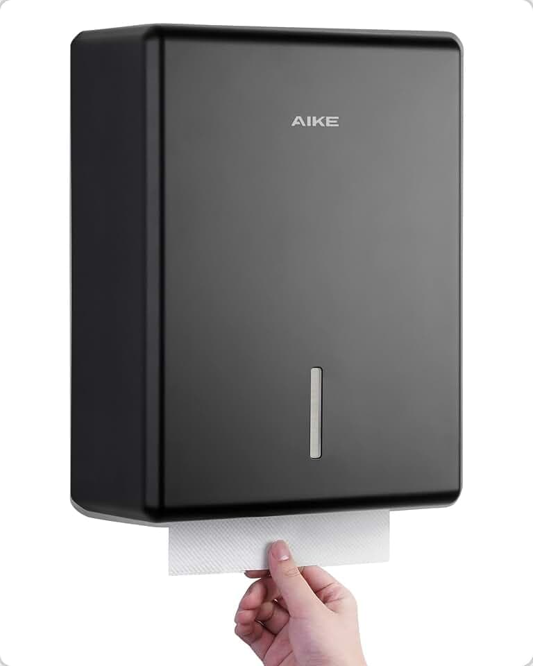 AIKE Verbreiterter Papierhandtuchspender, 400-Blatt Wandmontage Für H2, H3, Z/V/C-Falz & Multi-Falz (für Größe ≤25,2 * 11,5cm), AK5302H
