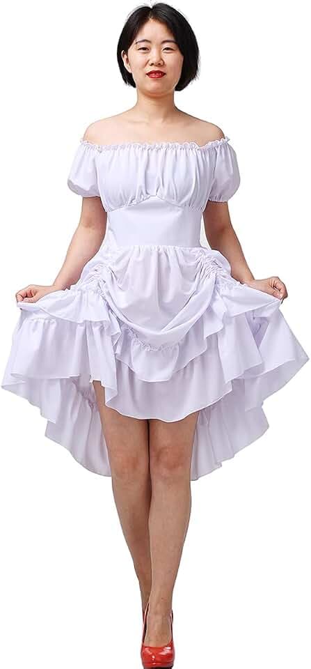 COSDREAMER Damen Gothic Kleid Steampunk Ruffle High Low Dress Viktorianisches Kleid