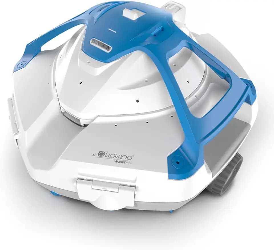 KOKIDO Cordless Robotic Pool Cleaner Robot, 40W Dual Motors Portable Robotic Pool Vacuum for Above In Ground Pool, Self-Parking, Enhanced 1.2gal 3X Debris Capacity, for Pools up to 850 SqFt