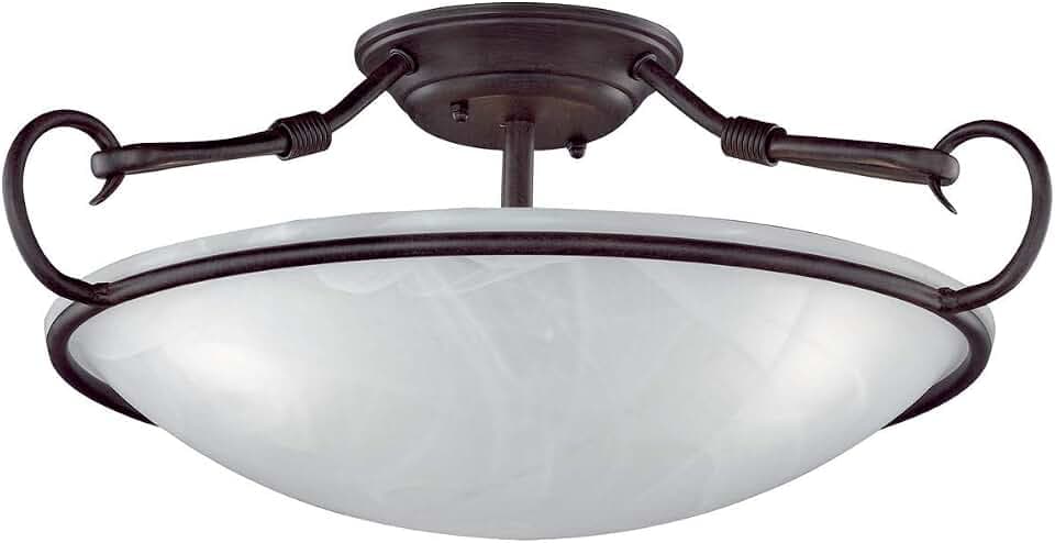 Honsel Leuchten 22153 Deckenleuchte rostfarbig antik Glas alabasterfarbig weiß