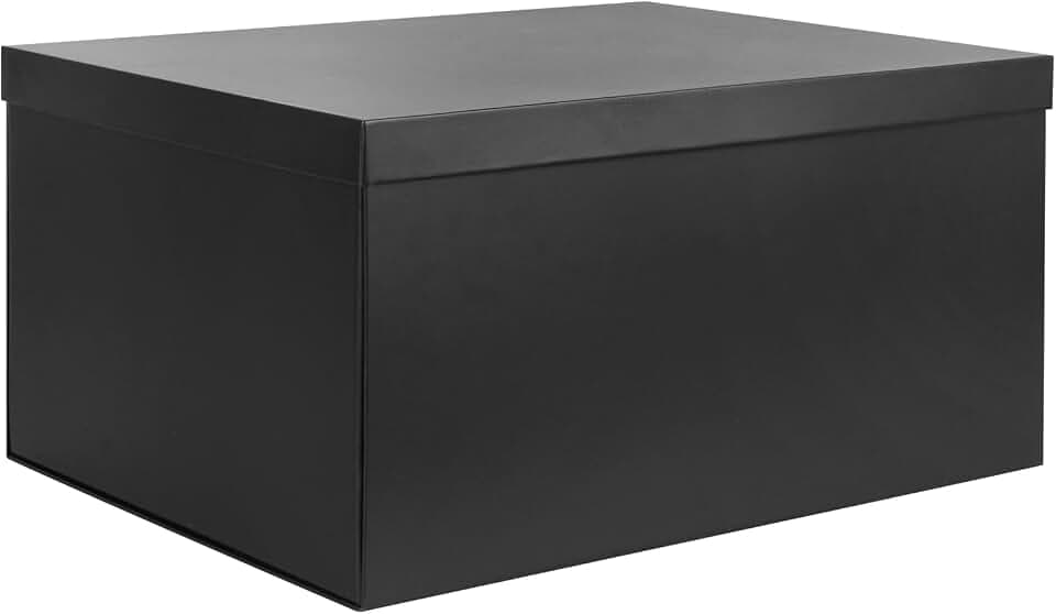 Aufbewahrungsbox, Schwarz Aufbewahrungsboxen mit Deckel 38 x 28 x 19 cm Große Aufbewahrungsbox mit Schleife Karton Aufbewahrungsboxen für Zuhause Schlafzimmer Wohnzimmer Büro Schule