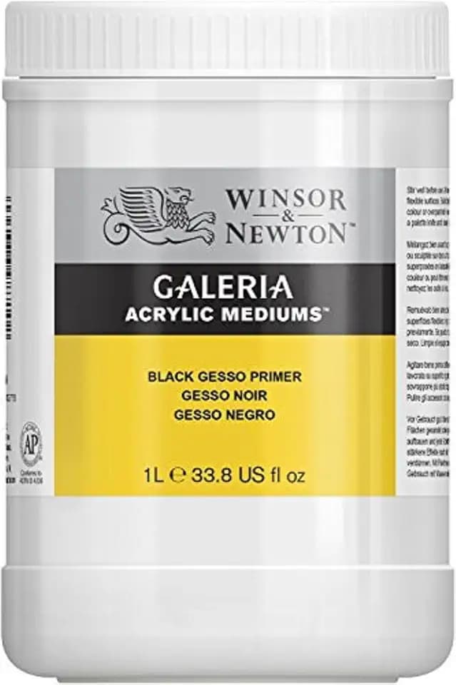 Winsor & Newton 3054825 Galeria Gesso, 1 Liter Topf, Grundierung für die Leinwand, schwarz