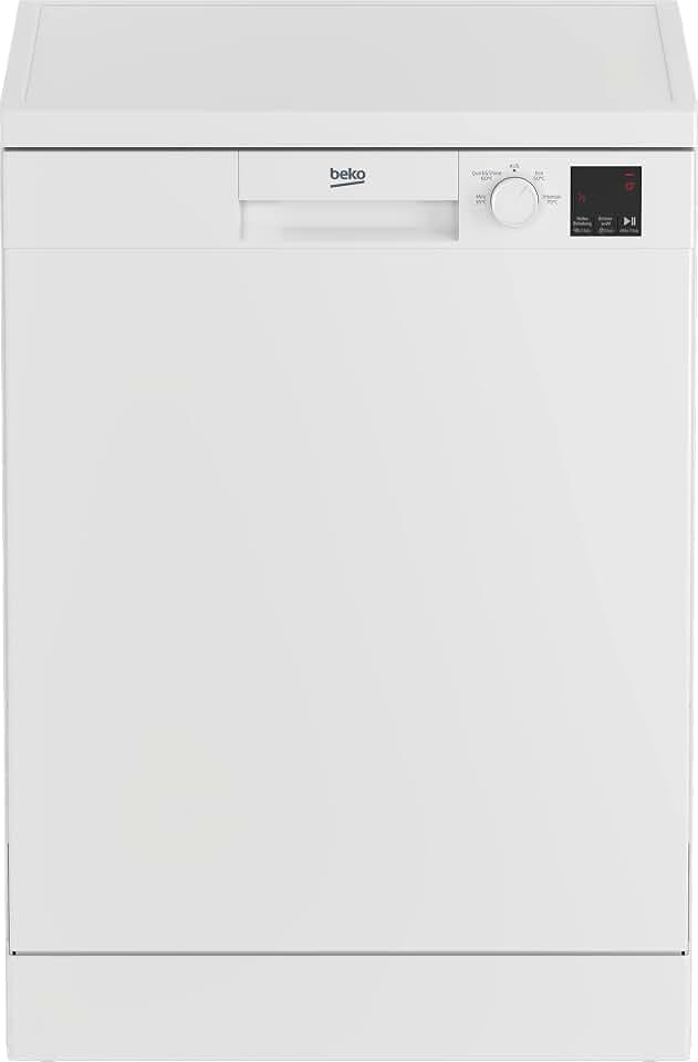 beko DFN04321W Geschirrspüler 60 cm, 13 Maßgedecke, Freistehender Geschirrspüler, Spülmaschine, unterbaufähig, 2 Spülebenen, 4 Spültemperaturen, rotes LED-Display, Watersafe, Weiß