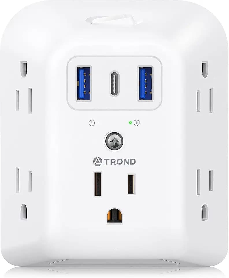 TROND Multi Plug Outlet Extender, 5 Outlet Splitter with USB Charging Ports