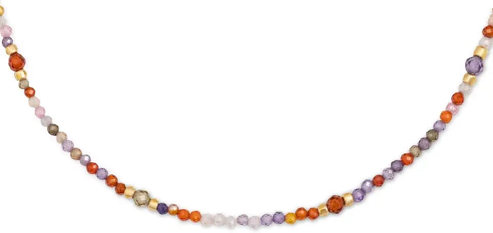 SINGULARU - Crystal Summer Halskette. Edelstahl mit 18 Kt Vergoldeter Beschichtung und Kristalle. Schmuck für Damen.