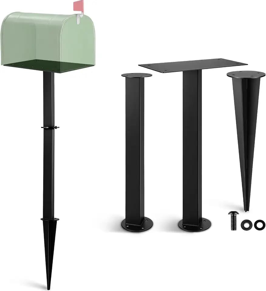 42 Inch In-ground Mailbox Post Black Metal Heavy Duty Steel
