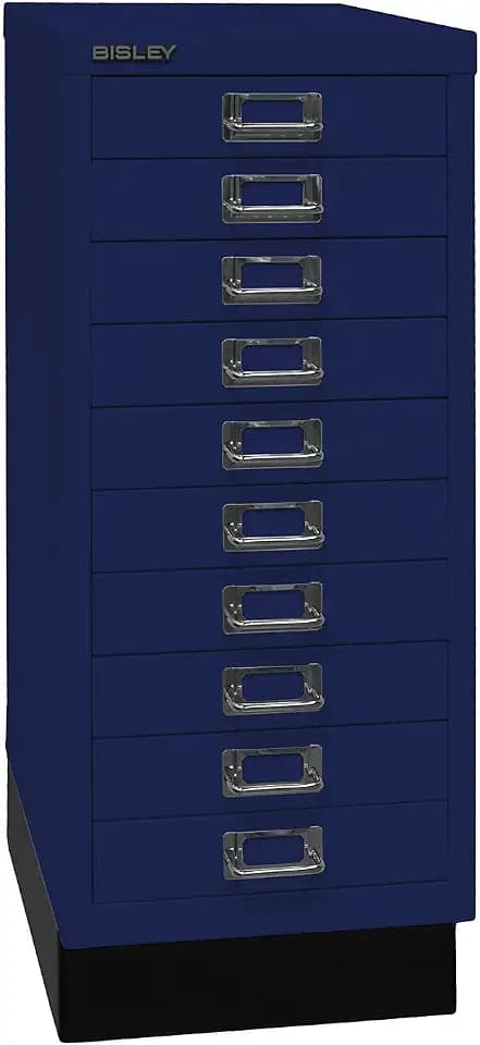 BISLEY MultiDrawer, 29er Serie mit Sockel, DIN A4, 10 Schubladen, Metall, 639 Oxfordblau, 38 x 27.9 x 67 cm