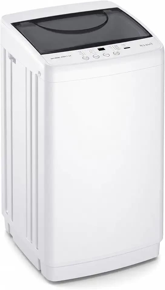 DUMOS 7.7 lbs Compact Washer, 1.06 cu. ft. Full-Automatic Laundry Machine with 10 Wash Programs, Delay Start & Stainless Steel Tub, Portable Washing Machine for Home Dorm Apartment, White