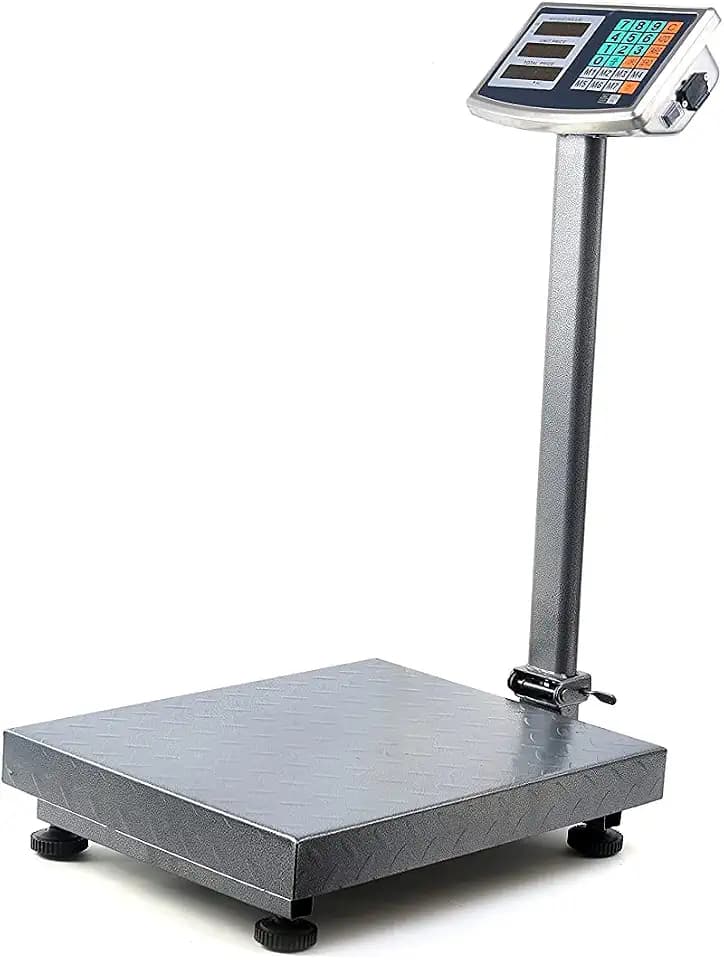 HF Digitale Industriewaage Plattformwaage 300 kg – Schwere Paketwaage & Bodenwaage mit 50×40 cm Edelstahlplattform, 100 g Teilung, LED-Anzeige, kg/lb, Akku- & Netzbetrieb