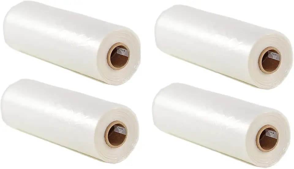 4 Rolls - Plastic Roll Bags for Fruits, Vegetable, Bread, Food Storage Clear Bags (12"x20")