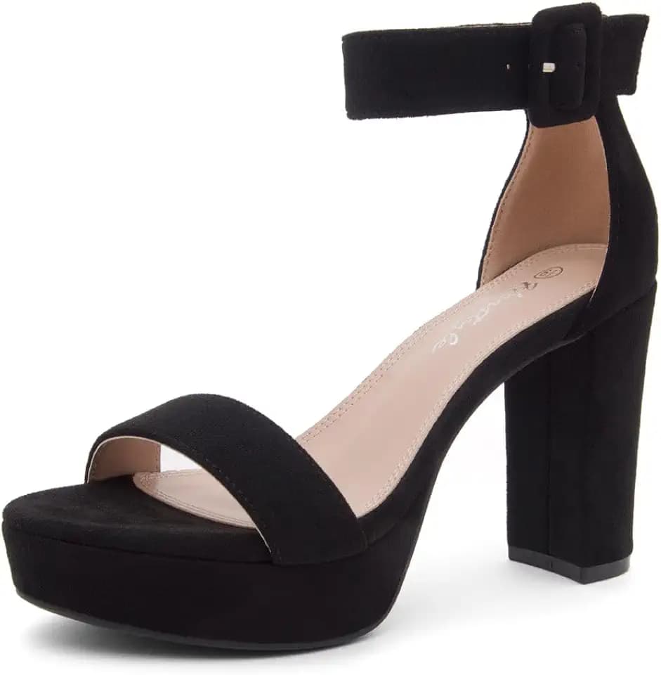 Herstyle Women’s Chunky Platform Heels – 4 Inch Block Heeled Sandals, Open Toe Dressy Strappy Heels with Ankle Strap for Wedding, Prom, Party & Graduation