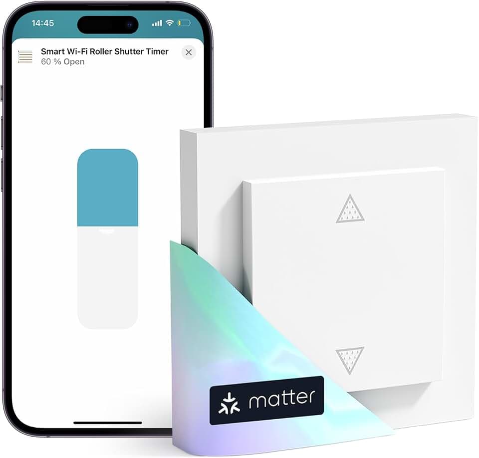 Meross Matter Smart Rolladenschalter WLAN 55x55mm, Smart Home Rolladensteuerung | Jalousieschalter, kompatibel mit Apple HomeKit, Alexa und Google Home(NEUTRALKABEL ERFORDERLICH)