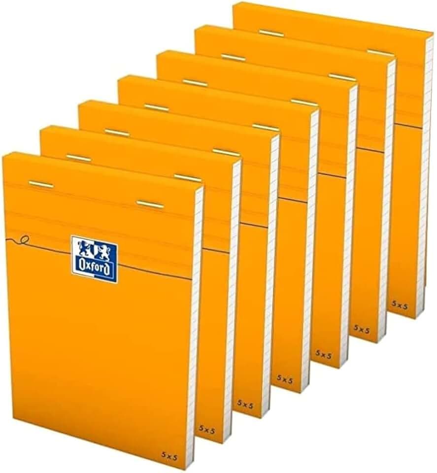 OXFORD 10 Stück Notizblöcke, Orange, A6, kleine Karos, 5 mm, 80 Blatt, geheftet, Deckblatt beschichtet, Orange