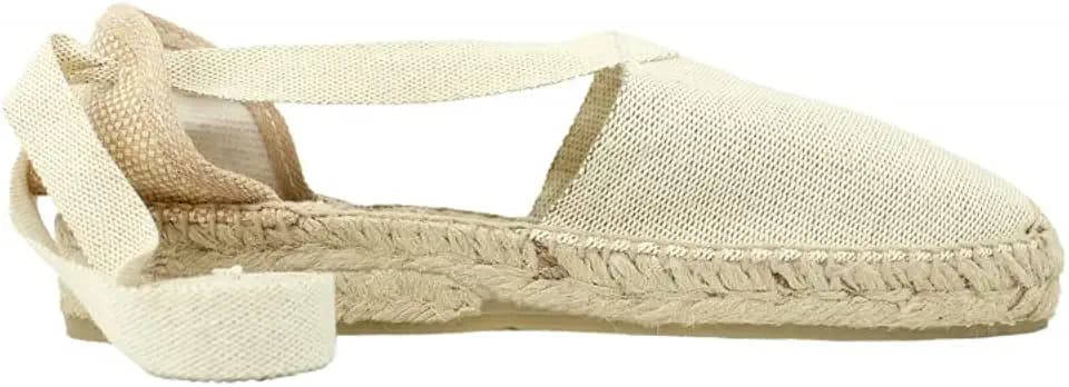 Valencianische Espadrills in Beige meliert mit niedrigem Keil