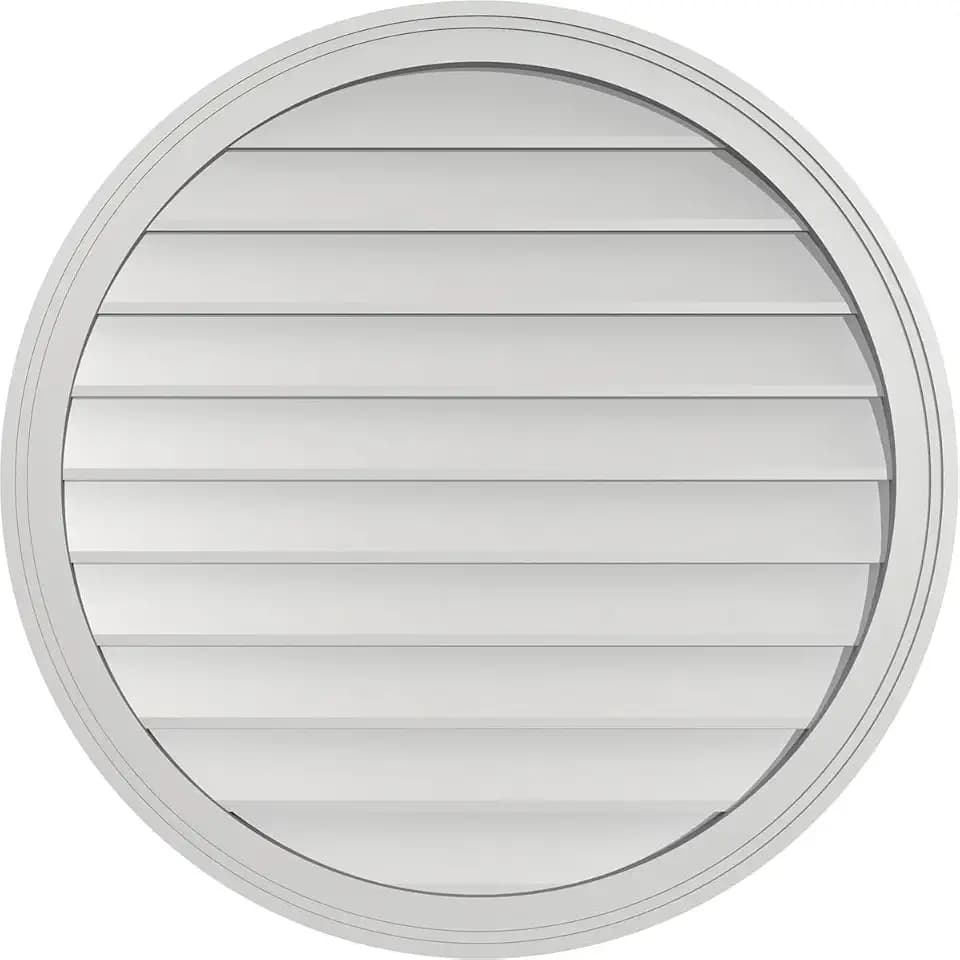 Ekena Millwork GVPRO32X3202SN Round Surface Mount PVC Gable Vent, 32"W x 32"H, Factory Primed White