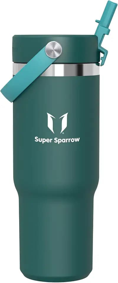 Sparrow Thermobecher mit Strohhalm Tumbler -900ml- Trinkflasche Edelstahl