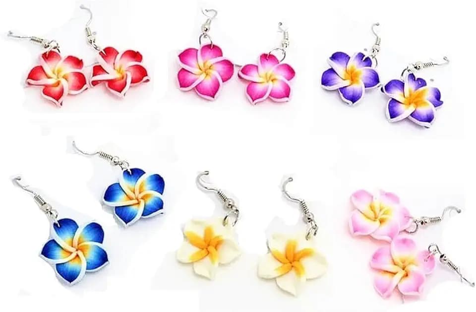 Lovely Hawaiian Plumeria Rubra Dangle Earrings Tropical Flower Bohemia Luau Beach Party Accessories for Women Gifts-Red