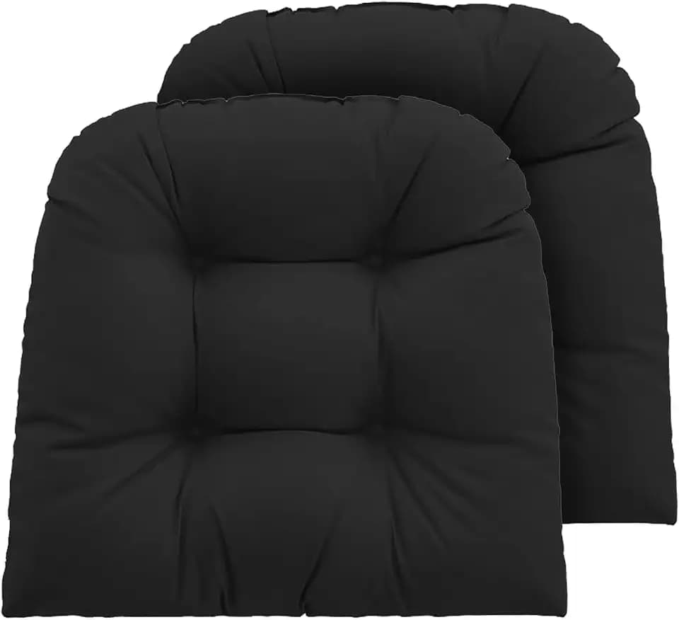 Outdoor Chair Cushions 22x22x4 Inch Set of 2, Black