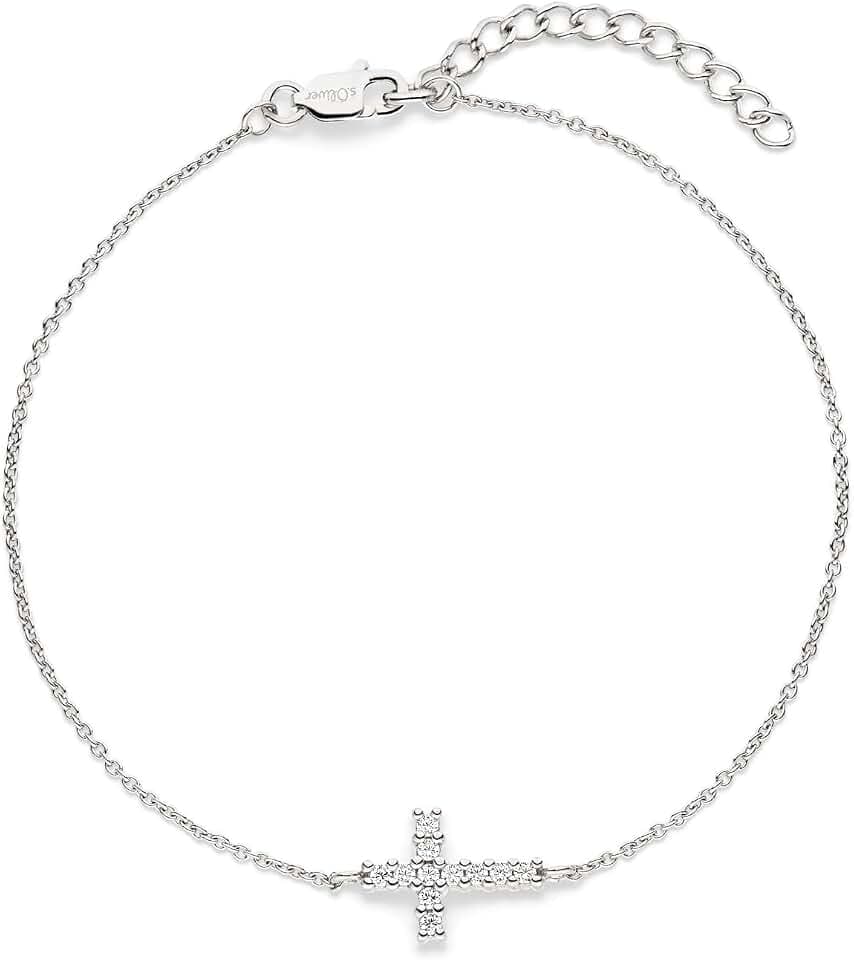 s.Oliver Damen Schmuck – Halsketten, Armbänder, Ohrstecker & Creolen aus Silber mit Kreuzanhänger und funkelnden Steinen – Symbolisch & Elegant – Perfekte Geschenkidee