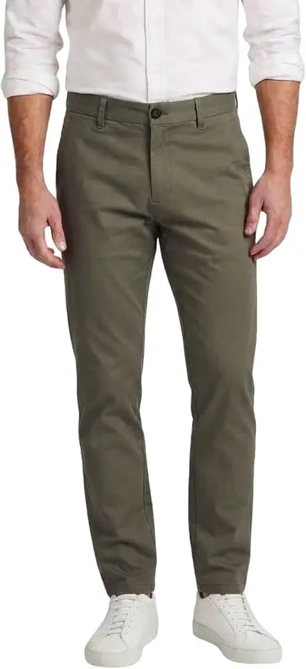 Plaid&Plain Men’s Slim Fit Khaki Pants Men’s Tapered Chino Pants