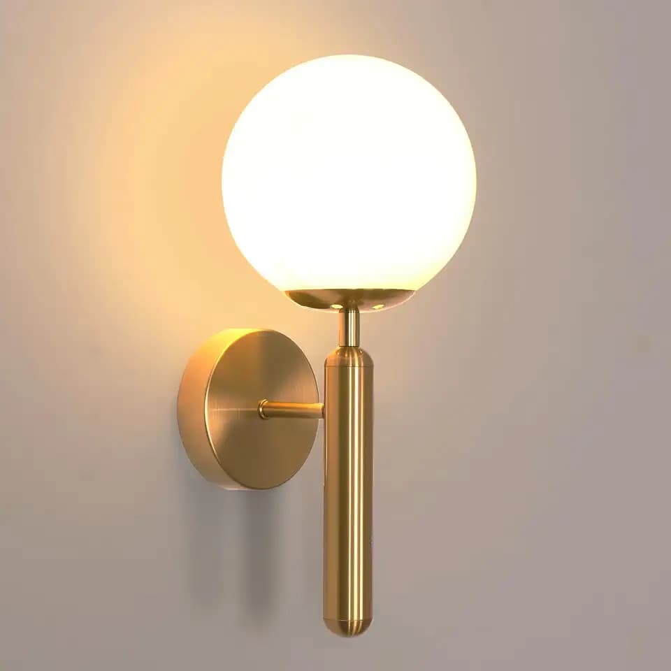 Goeco Modern Wandleuchte Innen E27 Ø15CM Glaskugel Lampenschirm, Gold