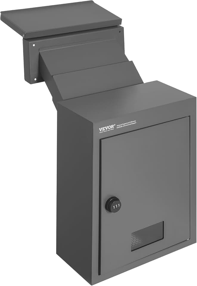 VEVOR Mauerdurchwurf Briefkasten Einbaubriefkasten 320x158x430mm dunkelgrau