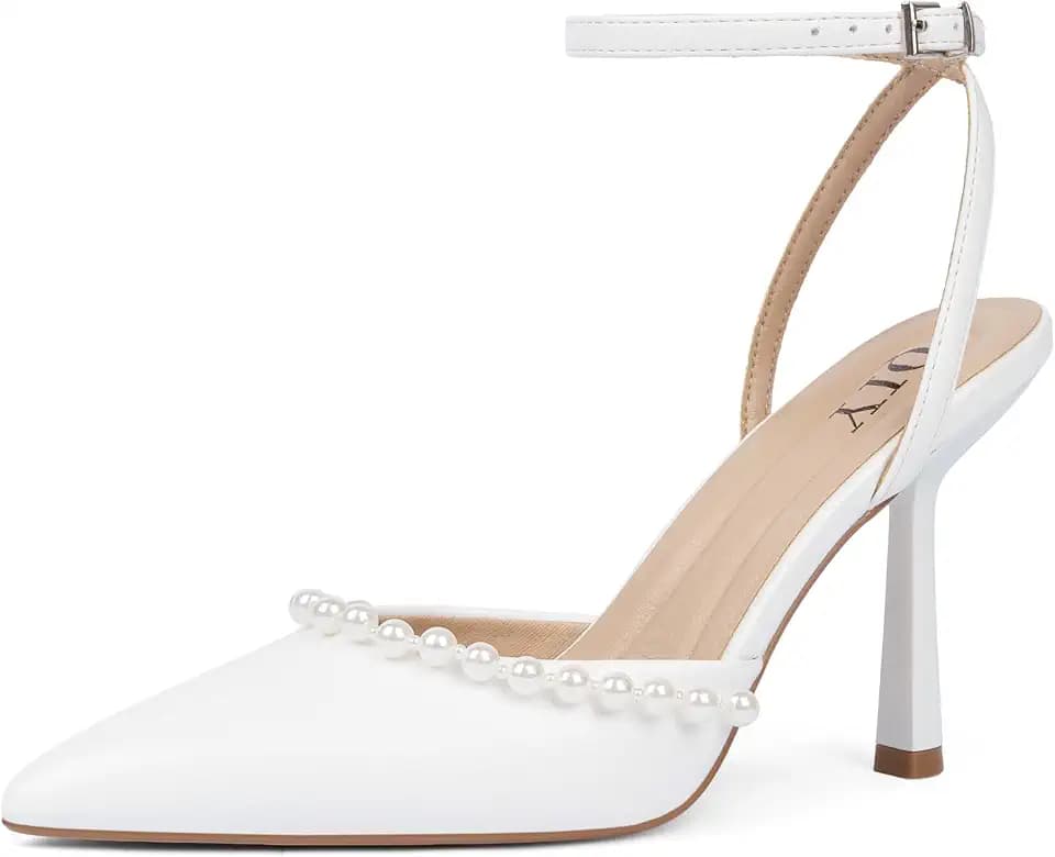QIY Closed Toe Heels for Women Pumps High Heel Strappy Sandals