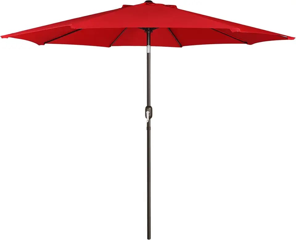 Blissun 9' Outdoor Patio Umbrella, Outdoor Table Umbrella, Yard Umbrella, Market Umbrella with 8 Sturdy Ribs, Push Button Tilt and Crank