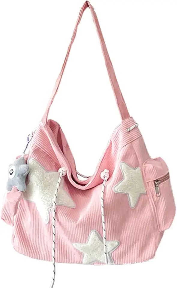 KAMEILONG Star Crossbody Bag Women Corduroy Tote Bag Aesthetic Messenger Bag Cute Shoulder Bag Y2K Hobo Bag