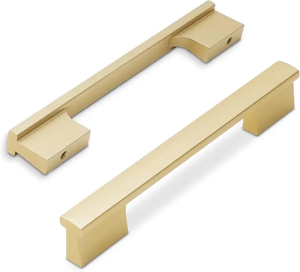KOMOTIA10 Pack Brushed Gold Cabinet Pulls 6-1/4 Inch Hole Centers Kitchen Cabinet Handles Gold Drawer Pulls Cabinet Hardware