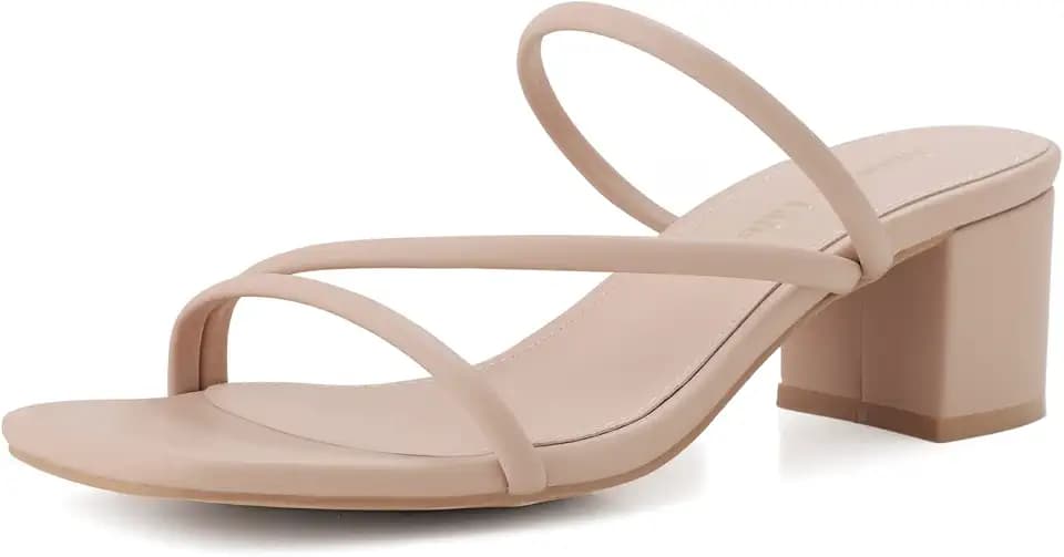 Shoe'N Tale Strappy Heels Women's Chunky Block Heel Mules