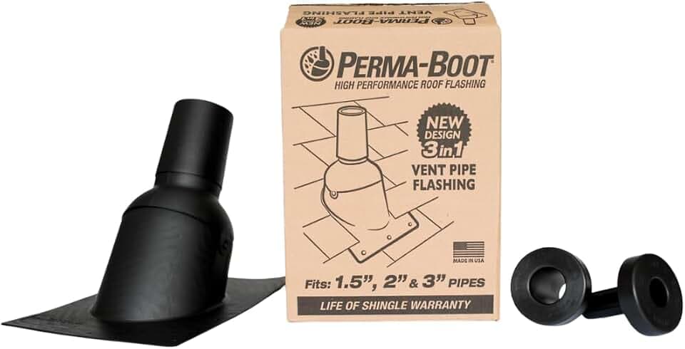 Pipe Boot Repair Flashing Adjustable 1.5 in. I.D. to 3 in. I.D. Vent Pipe in Black