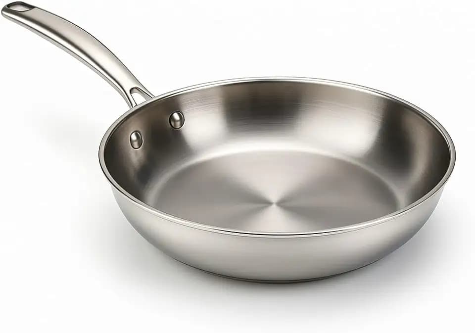 WECOOK! PRO Bratpfanne Edelstahl 18/10 Ø 26 cm – Für Induktion und Ofen – Dreifachboden – Ergonomischer Genieteter Griff – Spülmaschinengeeignet – Hitzebeständig & Robust