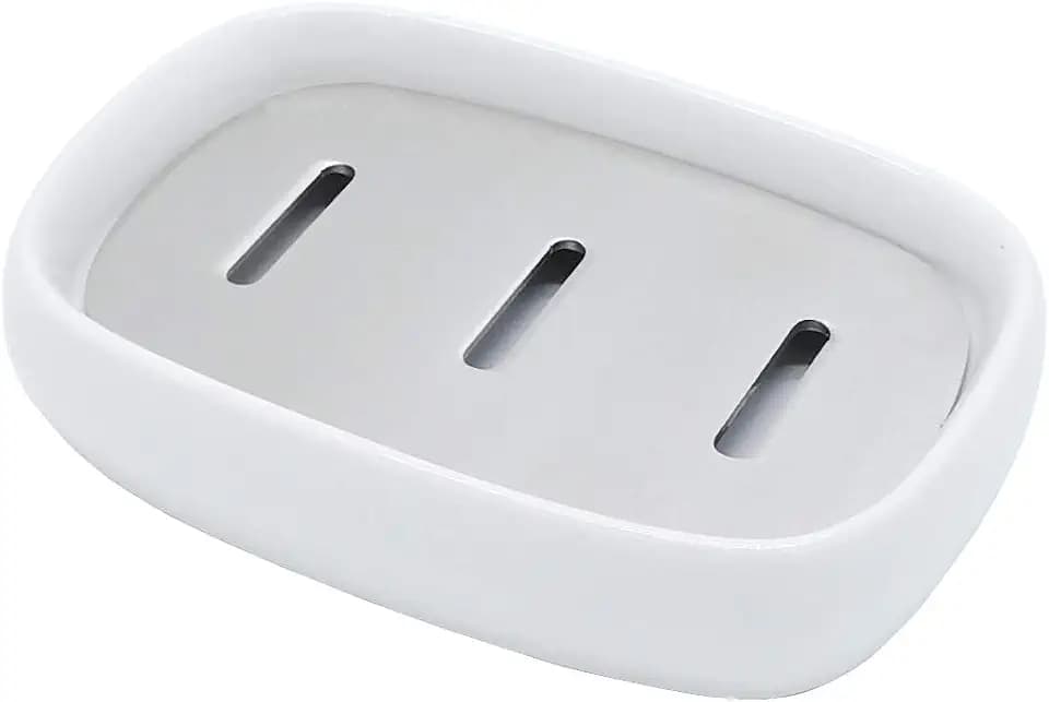 Keramik Seifenschale, Edelstahl Seifenhalter für Bad und Dusche