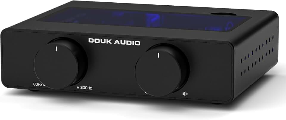 Douk A5 Stereo Verstärker mit TPA3255 Chips, Class D Amplifier High-Pass Filter, Mini Verstärker für Desktop-Regallautsprecher