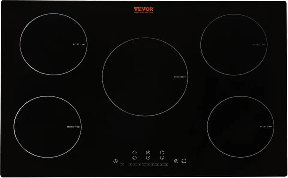 VEVOR Built-in Induction Electric Stove Top 30 Inch,5 Burners Electric Cooktop,9 Power Levels & Sensor Touch Control,Easy to Clean Ceramic Glass Surface,Child Safety Lock,240V